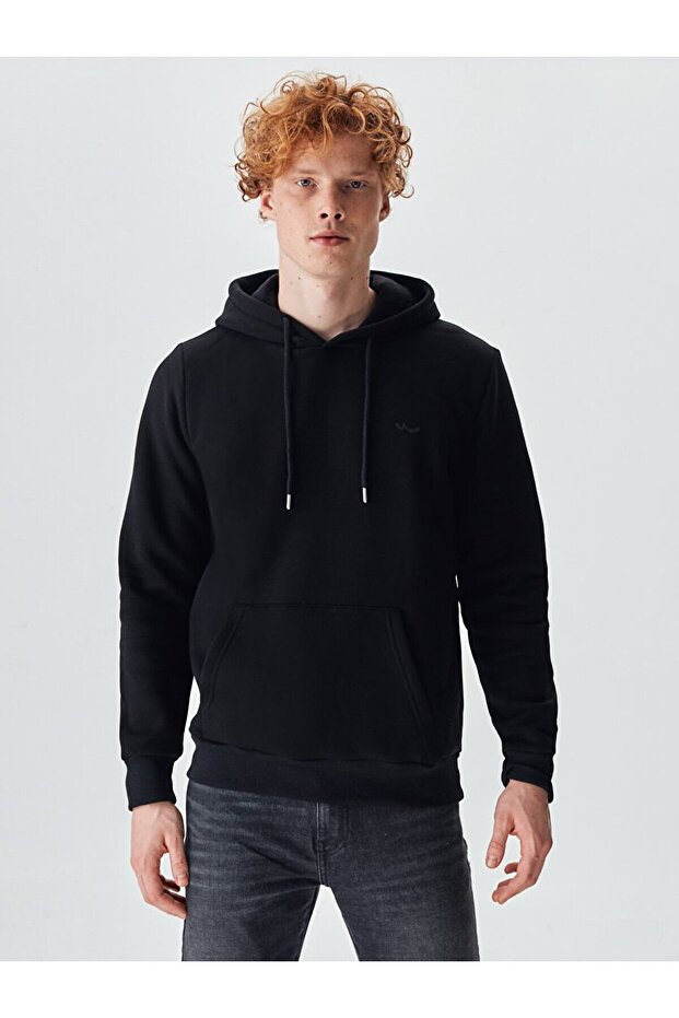 Kapüşonlu Siyah Sweatshırt - 2