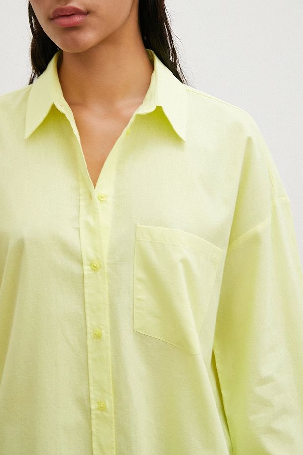 Regular Fit Poplin Gömlek Sarı - 3