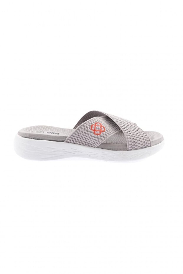 101-23Y Women's Cross Strap Slippers Gray