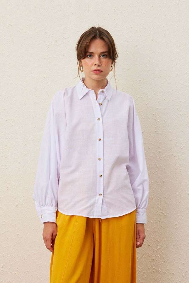 Kadın Oversize Basic Gömlek - 1