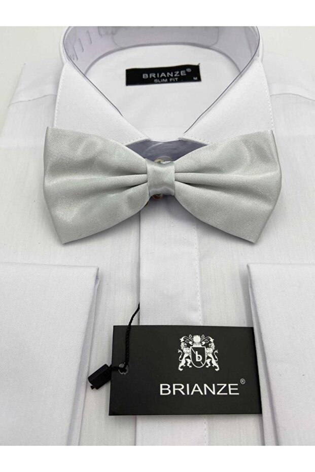Light Gray Satin Bow Tie - Solid Color - 1