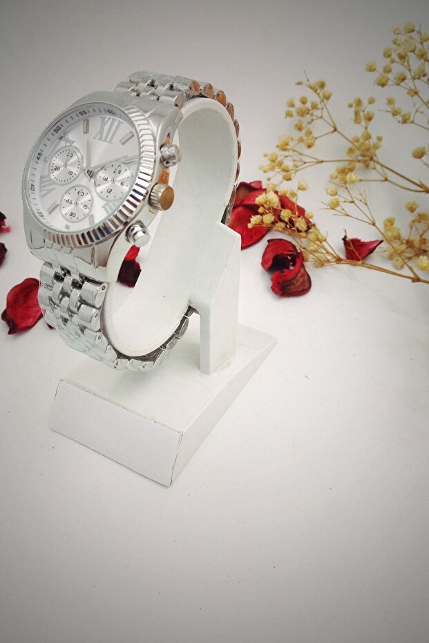 Roman Numeral IPC Plated Silver Women's Wristwatch