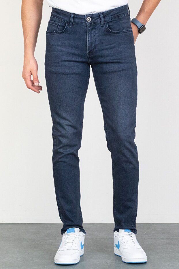 Men's Navy Blue Slim Fit Lycra Flexible Grinded Denim Trousers 842hltvalblue Hlt00842
