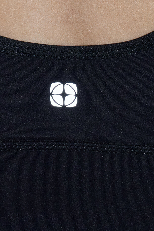 Siyah Fırçalı Soft Kumaş Destekli/Şekillendirici İp Askılı Yoga Örme Spor Sütyeni THMAW25SS00010 - 5