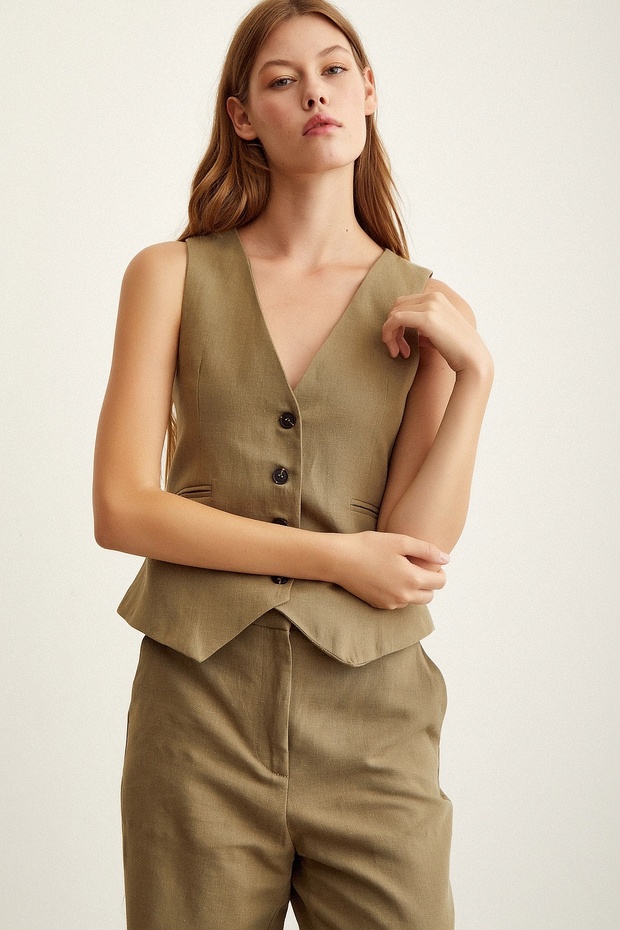 Lined Linen Vest - 3