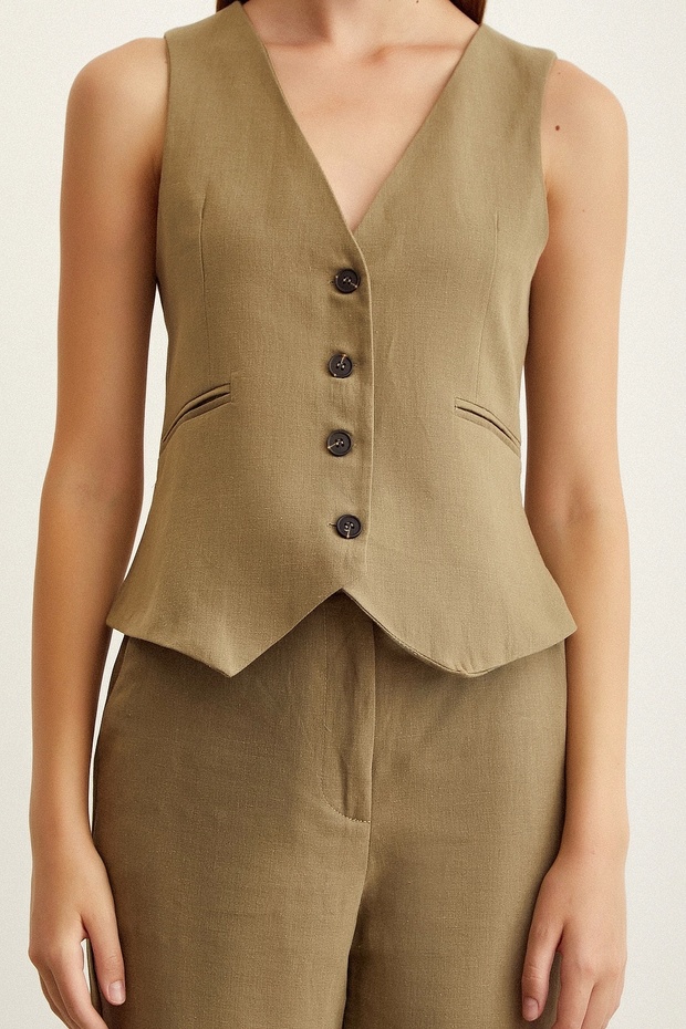 Lined Linen Vest - 5