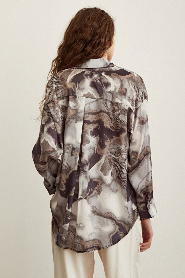 Batik Desen Gömlek Gri - 6