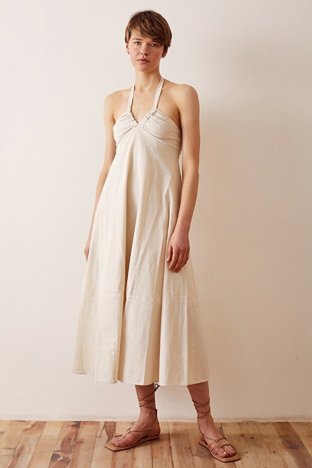 Sırt Dekolteli Askılı Elbise - 2