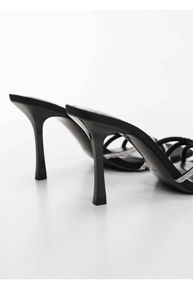 Strass bantlı topuklu ayakkabı - 4