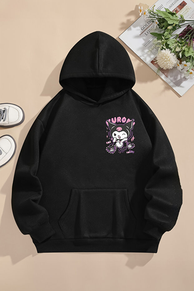 Kuromi Baskılı Tarz Kapişonlu Sweatshirt - 2