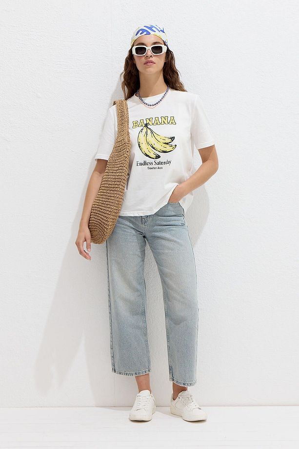 DİKİŞ DETAYLI BASKILI TSHIRT BANANA - 3