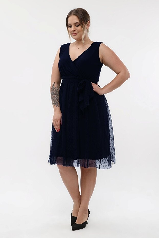 Rochie de seară midi, elastică, elegantă din tul - 7