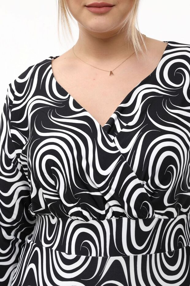 Patterned Flexible Midi Evening Dress - 5