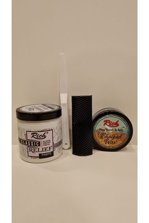 Budak Yapma Seti ( Ahşap Doku Tarağı Rölyef Pasta Eskitme Wax) - ( Espresso ) - 1