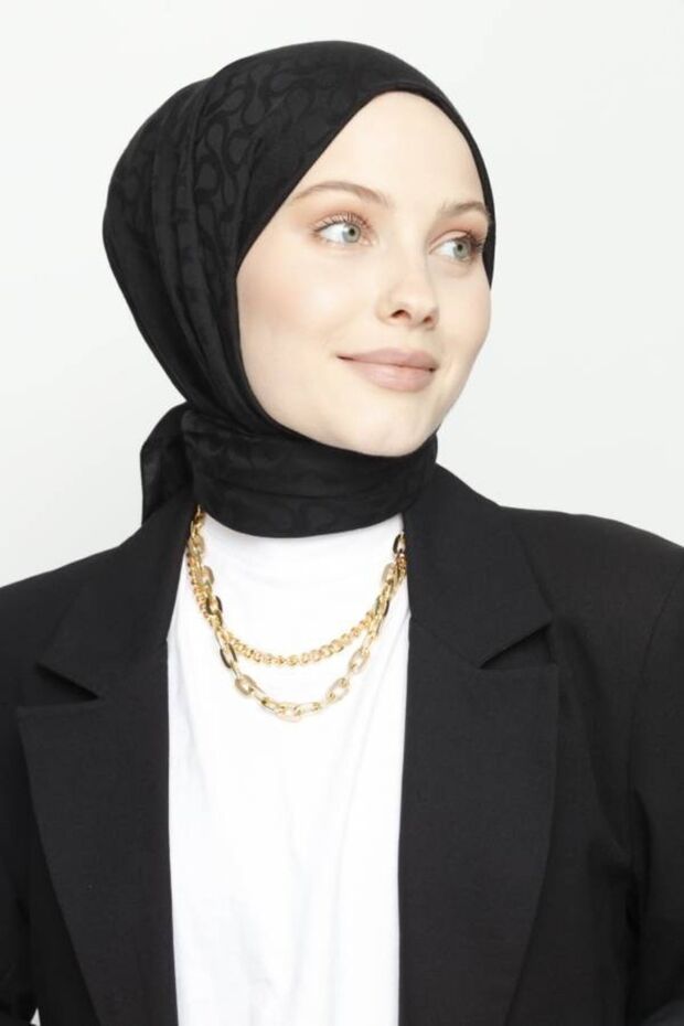 Siyah Bloom Desen Şal - 3