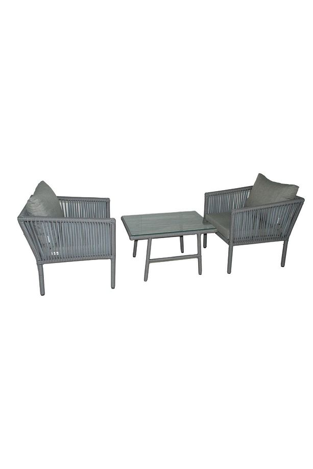 Berlin Bistro Rattan Bahçe Balkon Oturma Takımı Açık Gri - 2