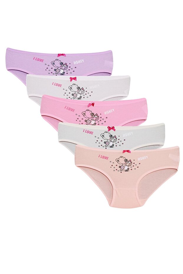 5-Piece Colorful Lycra Printed Girl's Panties