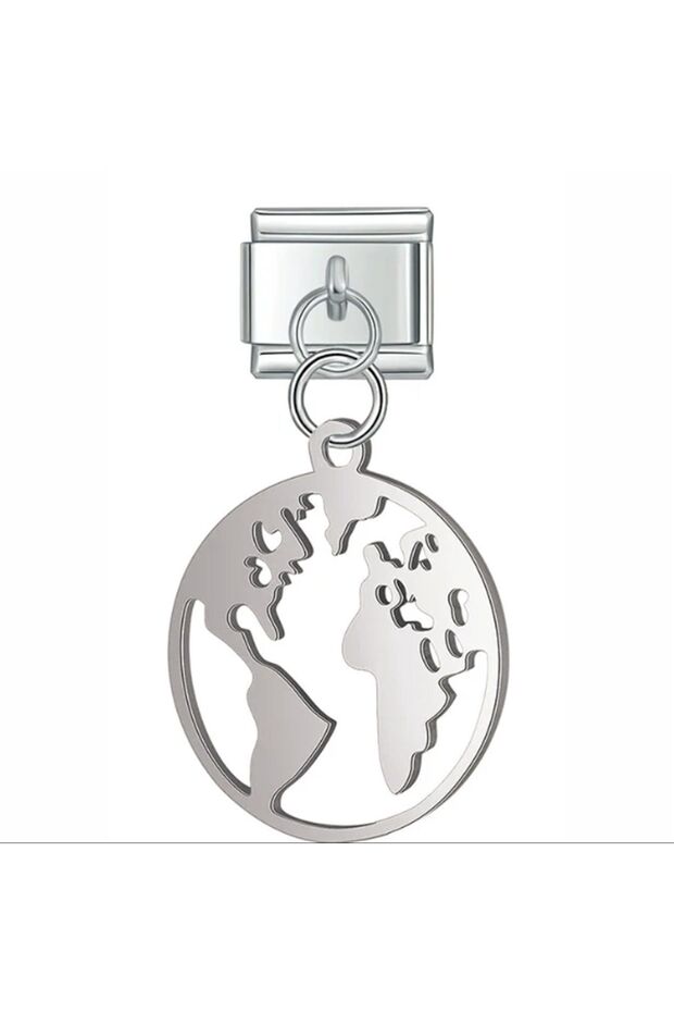 Italian Stainless Steel World Map 9mm Charm