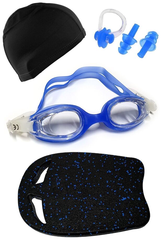 Children's Swimming Pool Set with Glasses, Cap, Earplugs, Nose Clip and Swimming Board Set Full Set