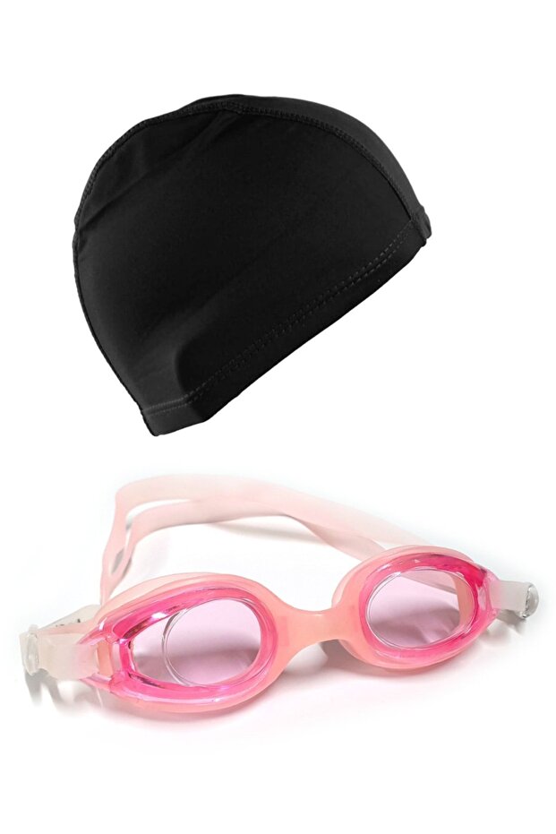 Silicone Children's Swimming Cap and Lycra Swimming Cap Set Pool Set Swimming Set