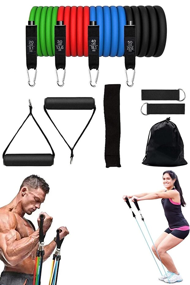 4-Piece Resistance Tire Set with Bag Total 10 Piece Exercise Set Fitness Set Training Set