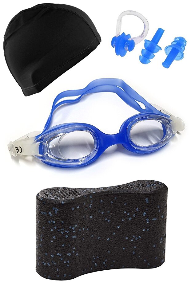 Children's Swimming Pool Set with Glasses, Bonnet, Earplugs, Nose Clip and Pull Buoy Full Pool Set