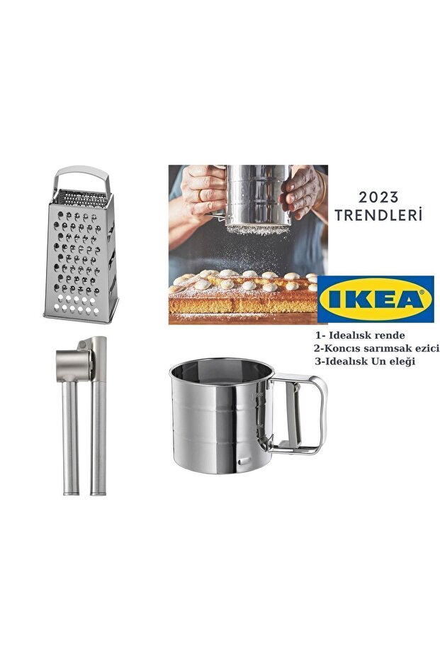 Grater, Stainless Steel, 12X10 cm Garlic Crusher Idealısk Flour Sieve