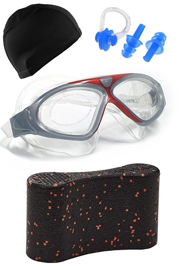 Waterproof Vacuum Glasses Lycra Bone Earplugs Nose Clip And Pull Buoy Adult Swimmer Pool Set