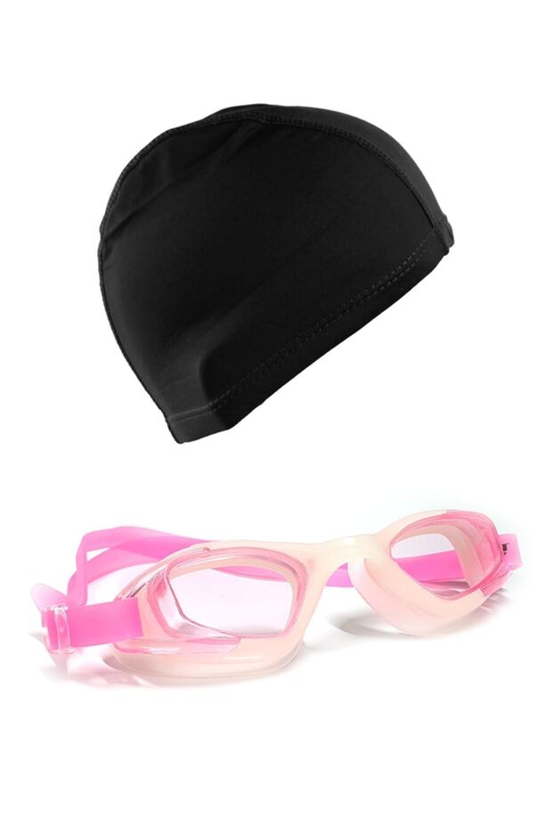 Adult Silicone Swimming Goggles And Lycra Swimming Cap Swimming Set Pool Set