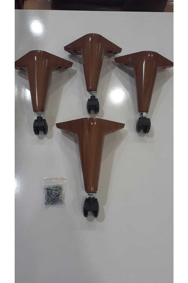 Tekerlekli Sihirli Sehpa Masa Ayağı 360 Derece Dönebilen 20 Cm Lüx 4 Adet Açık Kahve Renk - 1