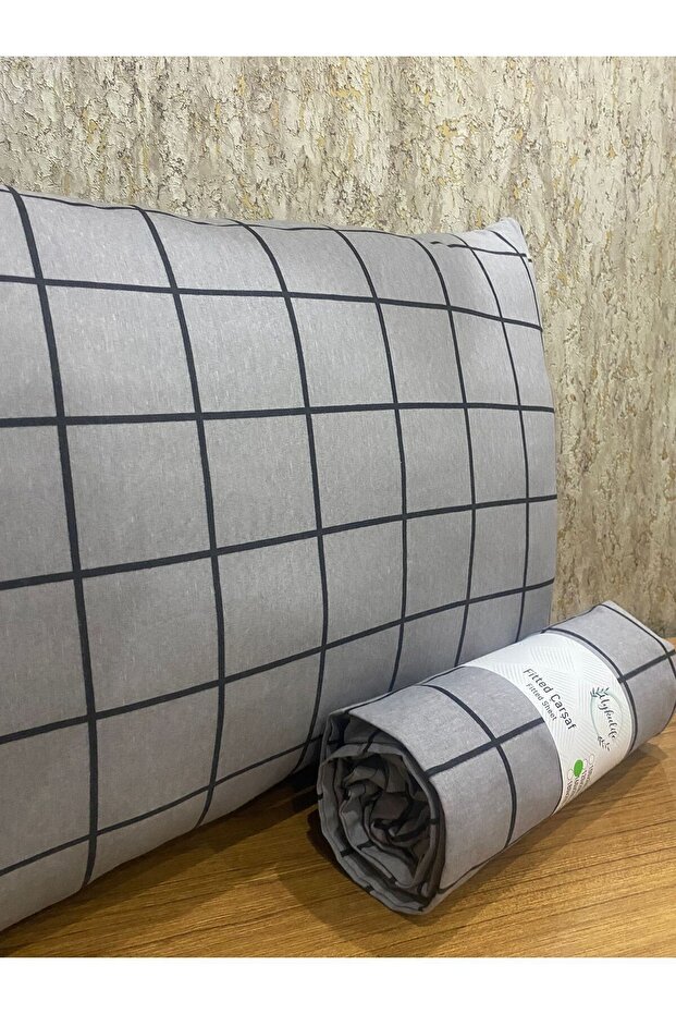 Uykulife Smoked Plaid Single Elastic Sheet Set