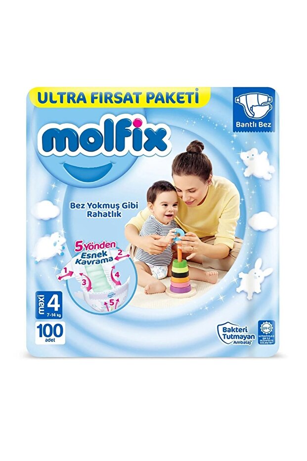 Molfix Baby Diapers Ultra Opportunity Package 4 Sizes 7-14 Kg 100 Pieces