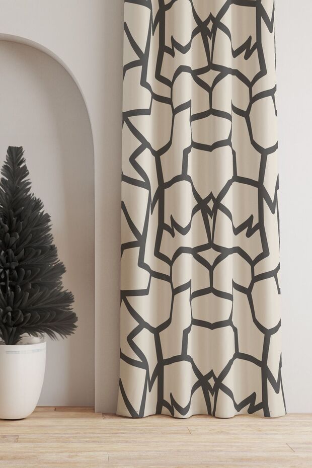 Gray Geometric Striped Background Curtain Young Room Living Room Hall (Ebatina Di̇kkat Edi̇ni̇z)