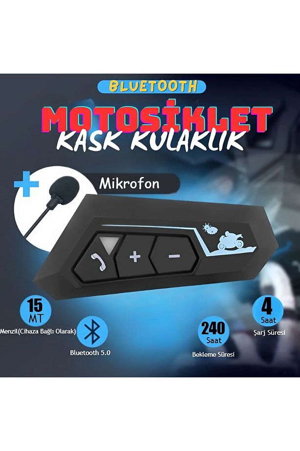 Motorsiklet Kask İçin Kulaklık Bluetooth Mikrofonlu İntercom Su Geçirmez Motor Kurye Kulaklığı - 1