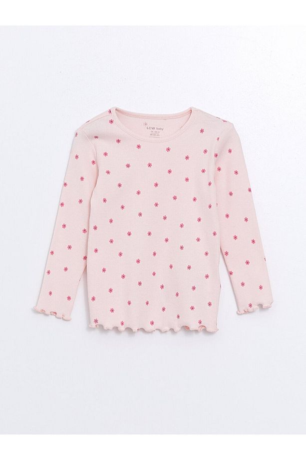 LCW baby Bisiklet Yaka Uzun Kollu Çiçekli Kız Bebek Pijama Takımı - 2