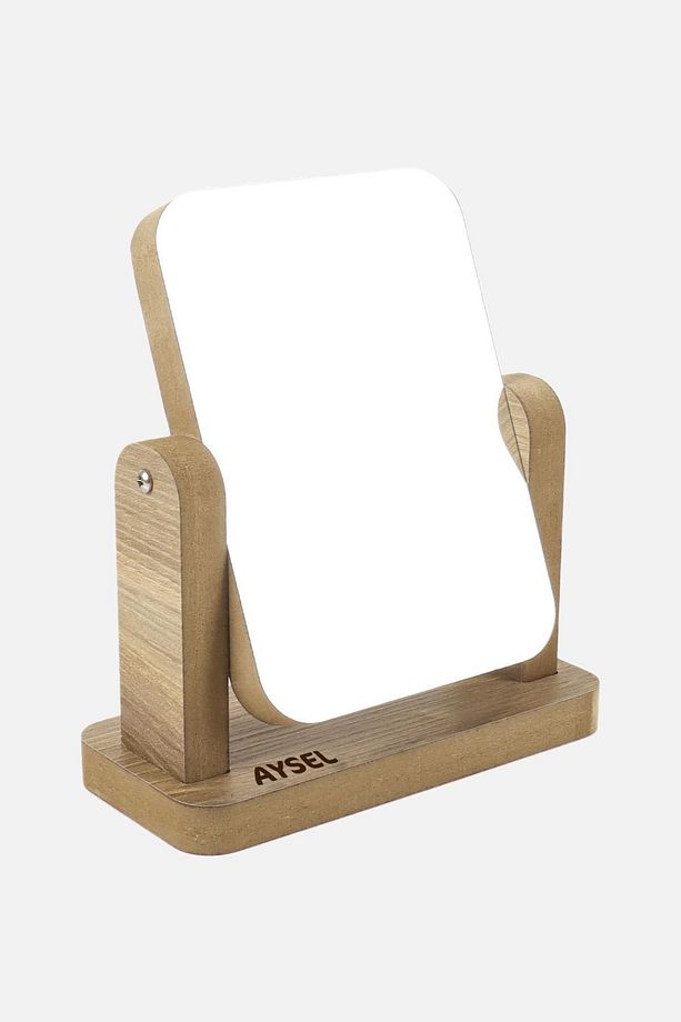 İsim Yazdırılabilir El Aynası Masa Aynası Makyaj Aynası Ayarlanabilir  Makeup Mirror Ahşap - 1