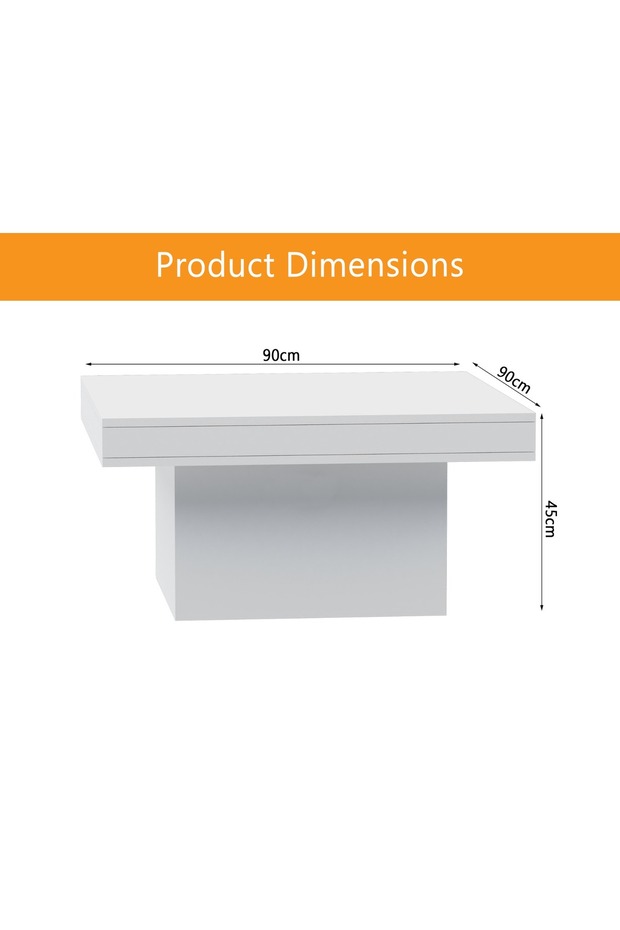 Modern White Square Coffee Table – Durable, Space-Saving, Easy to Maintain - 5