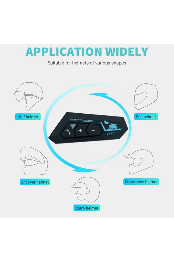Motorsiklet Kask İçin Kulaklık Bluetooth Mikrofonlu İntercom Su Geçirmez Motor Kurye Kulaklığı - 5