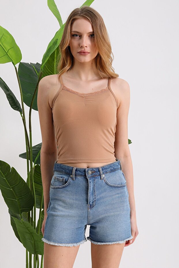Lycra Corded Undershirt with Lace Straps