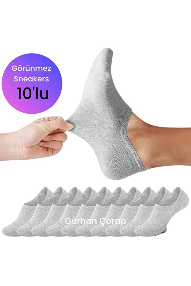 10 Pack Unisex Invisible Gray Color Sneaker Socks Cotton Sneakers