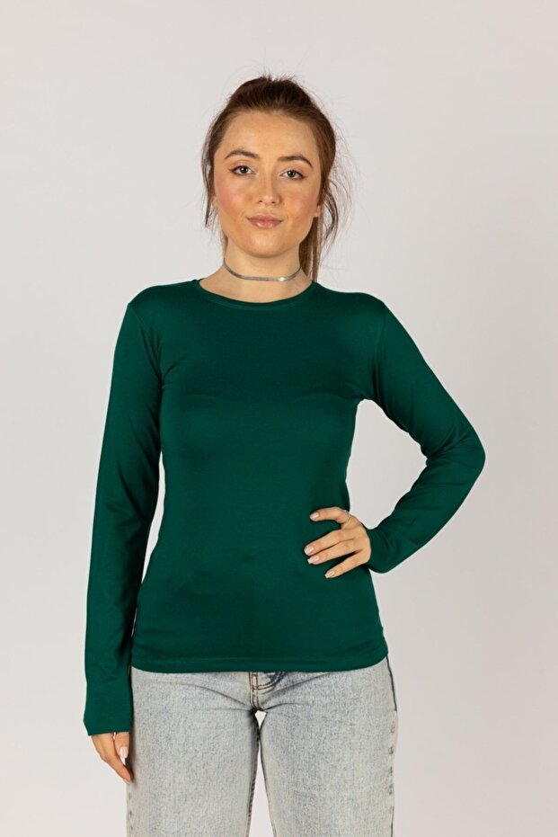 Round Neck Women's Long Sleeve Lycra Body
