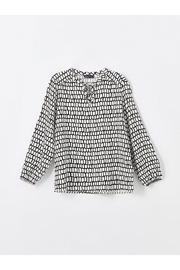 LCW Damenbluse mit langen Ärmeln, gemustert, zum Binden - 1