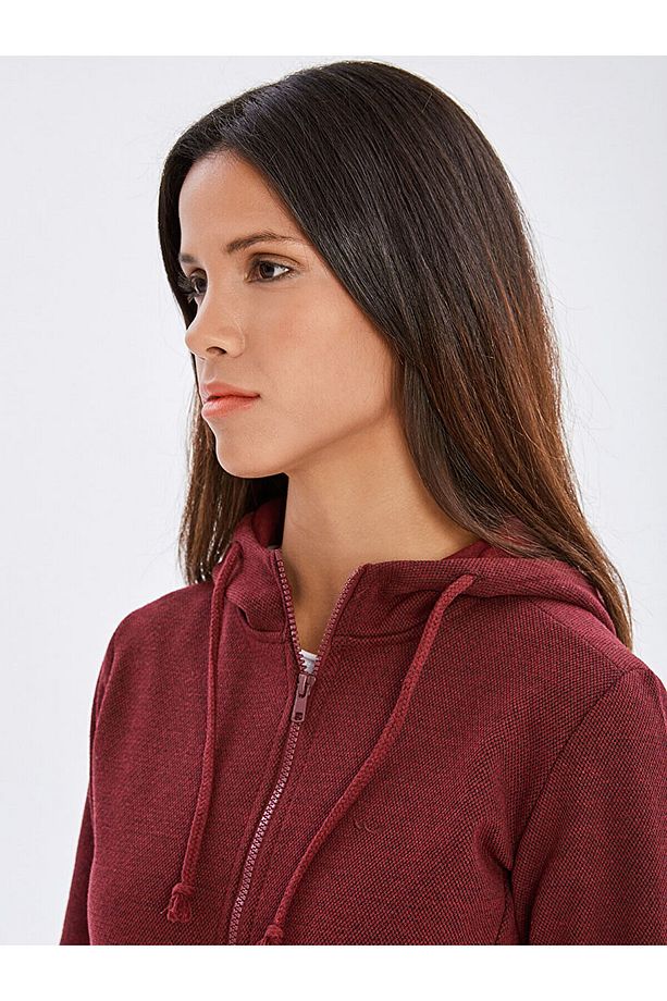 Kadın BORDO SWEATSHIRT FERMUARLI KAPÜŞONLU  0112081310610820000 - 3