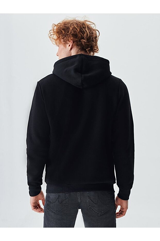 Kapüşonlu Siyah Sweatshırt - 3