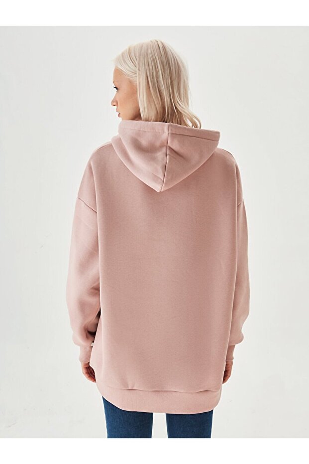 Kanguru Cepli Pembe Sweatshırt - 3