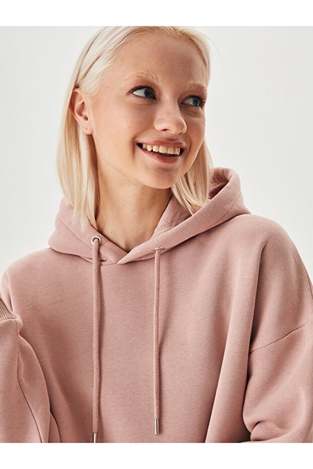 Kanguru Cepli Pembe Sweatshırt - 4