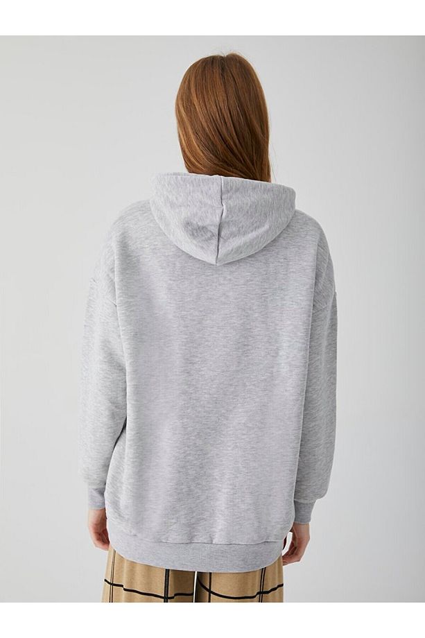 Kapüşonlu Kanguru Cepli Gri Sweatshırt - 3