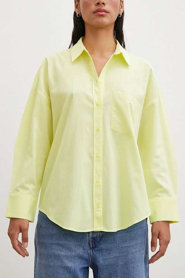 Regular Fit Poplin Gömlek Sarı - 2