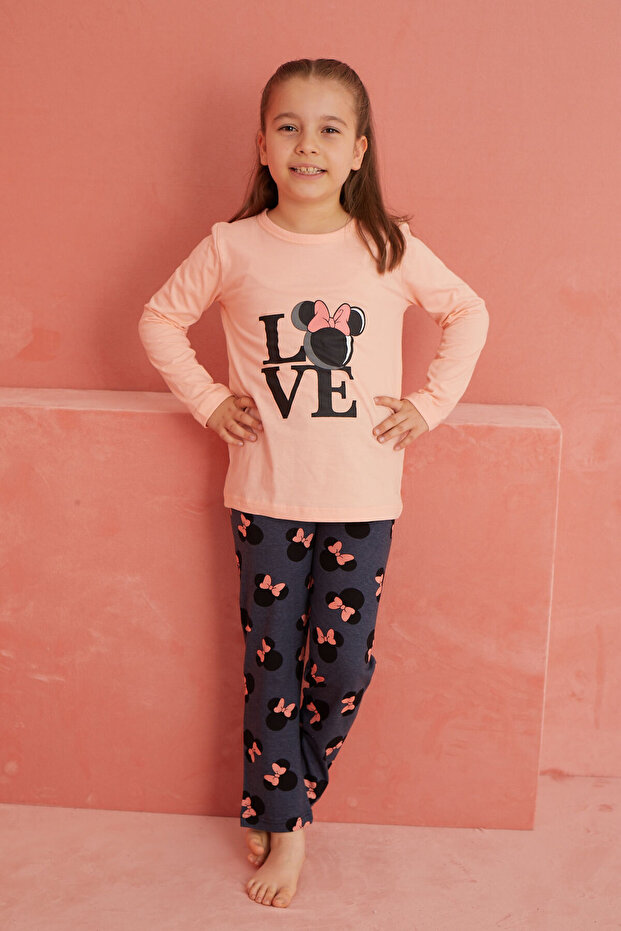 Somon Love Baskılı Desenli Uzun Kollu Örme Pijama Takımı - 3