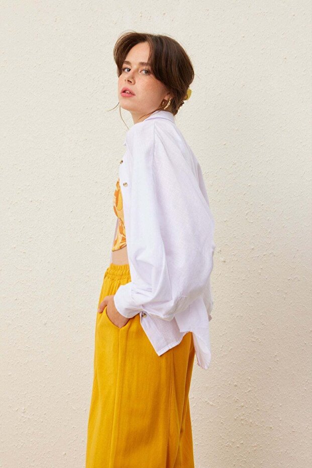 Kadın Oversize Basic Gömlek - 3